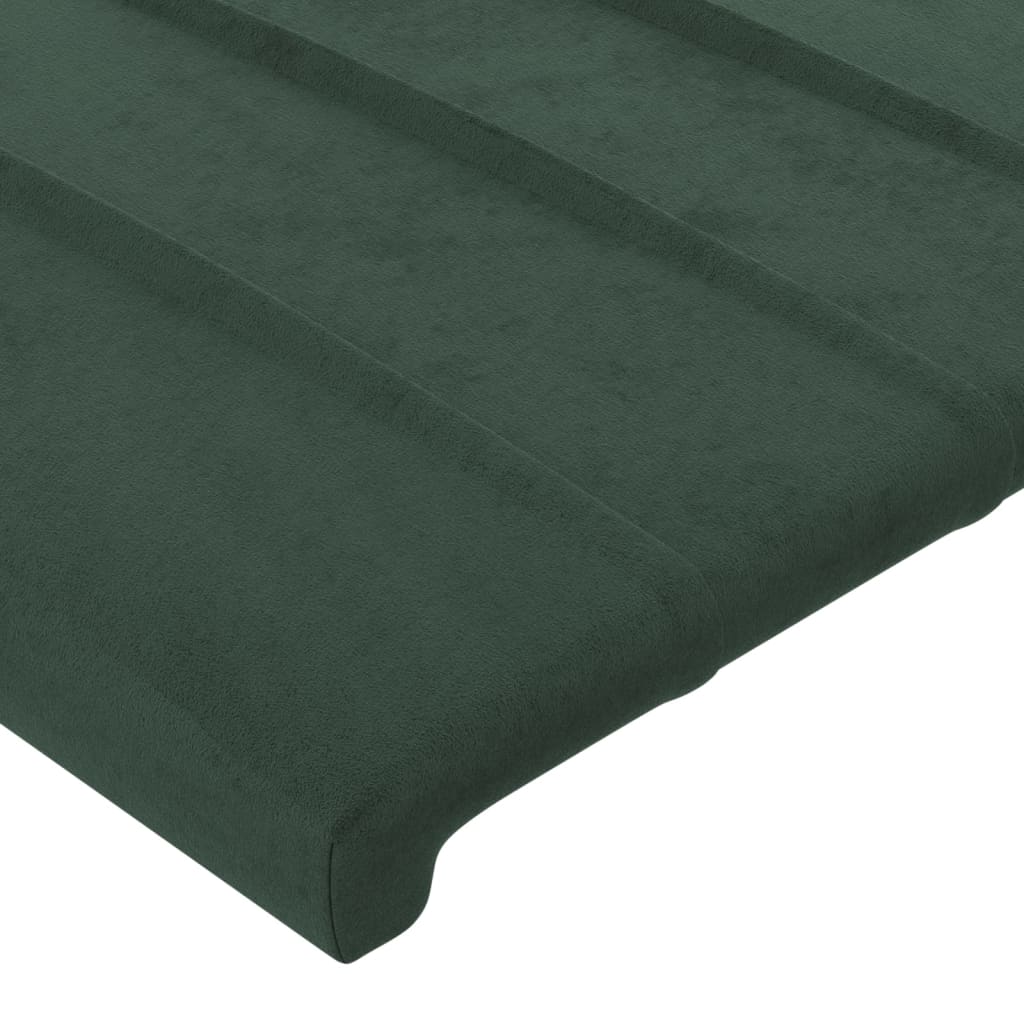 vidaXL Cabeceira cama c/ luzes LED veludo 83x16x118/128cm verde-escuro