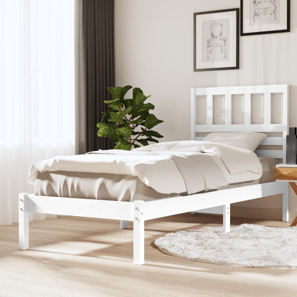 vidaXL Estrutura de cama 90x200 cm pinho maciço branco