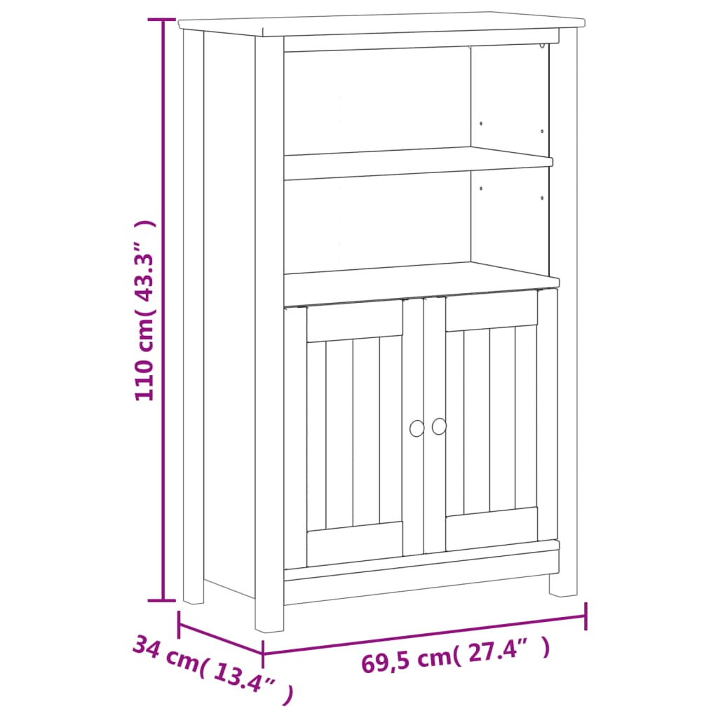 vidaXL Móvel de casa de banho BERG 69,5x34x110 cm pinho maciço branco