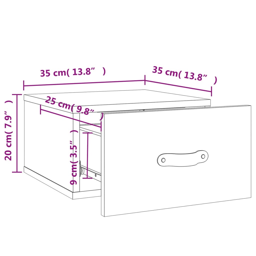 vidaXL Mesas de cabeceira parede 2 pcs 35x35x20 cm cinza cimento