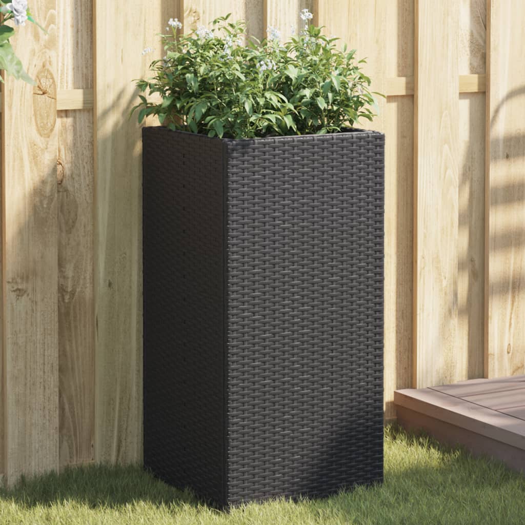 vidaXL Vaso/floreira de jardim 2 pcs 40x40x80 cm vime PE preto