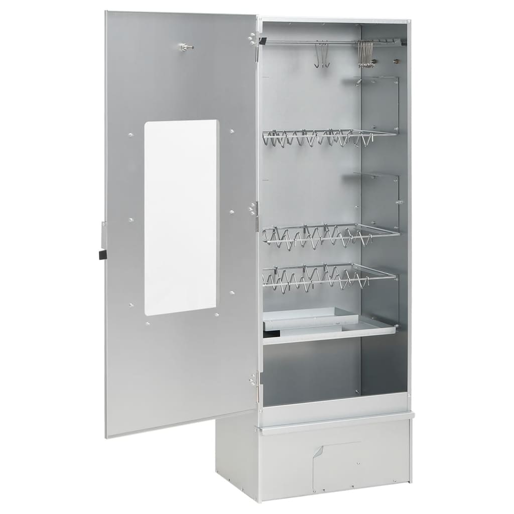 vidaXL Defumador BBQ c/ aparas madeira 44,5x29x110 cm aço galvanizado