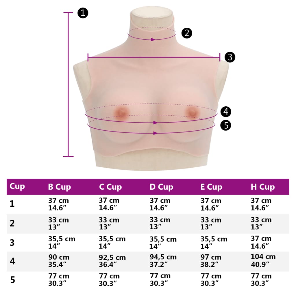 vidaXL Peitoral de silicone caucasiano copa D