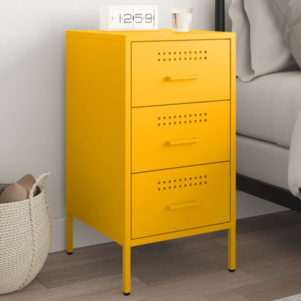 vidaXL Mesa de cabeceira 36x39x68 cm aço amarelo mostarda