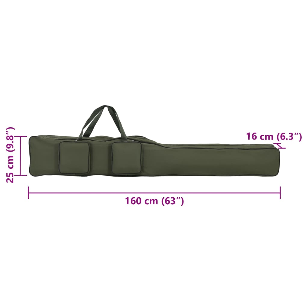 vidaXL Saco para cana de pesca 160 cm tecido oxford verde-escuro