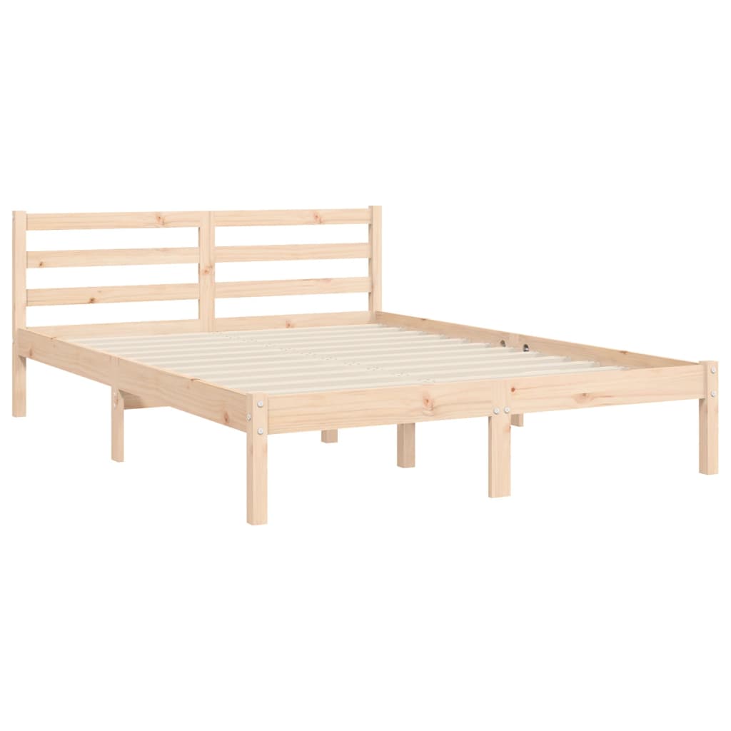 vidaXL Estrutura de cama com cabeceira 140x190 cm madeira maciça