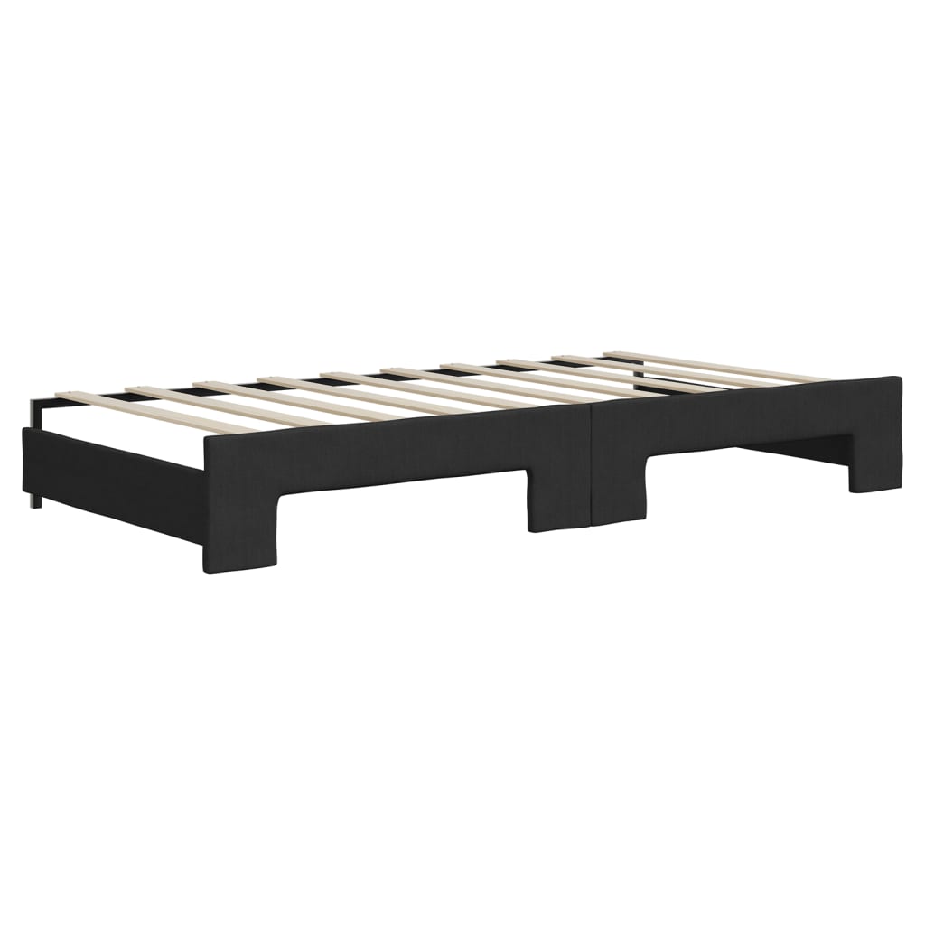 vidaXL Sofá-cama com gavetão e colchões 90x190 cm tecido preto