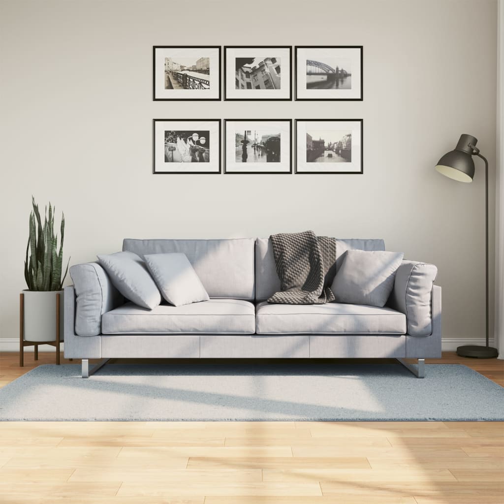 vidaXL Tapete pelo curto macio e lavável HUARTE 100x200 cm azul