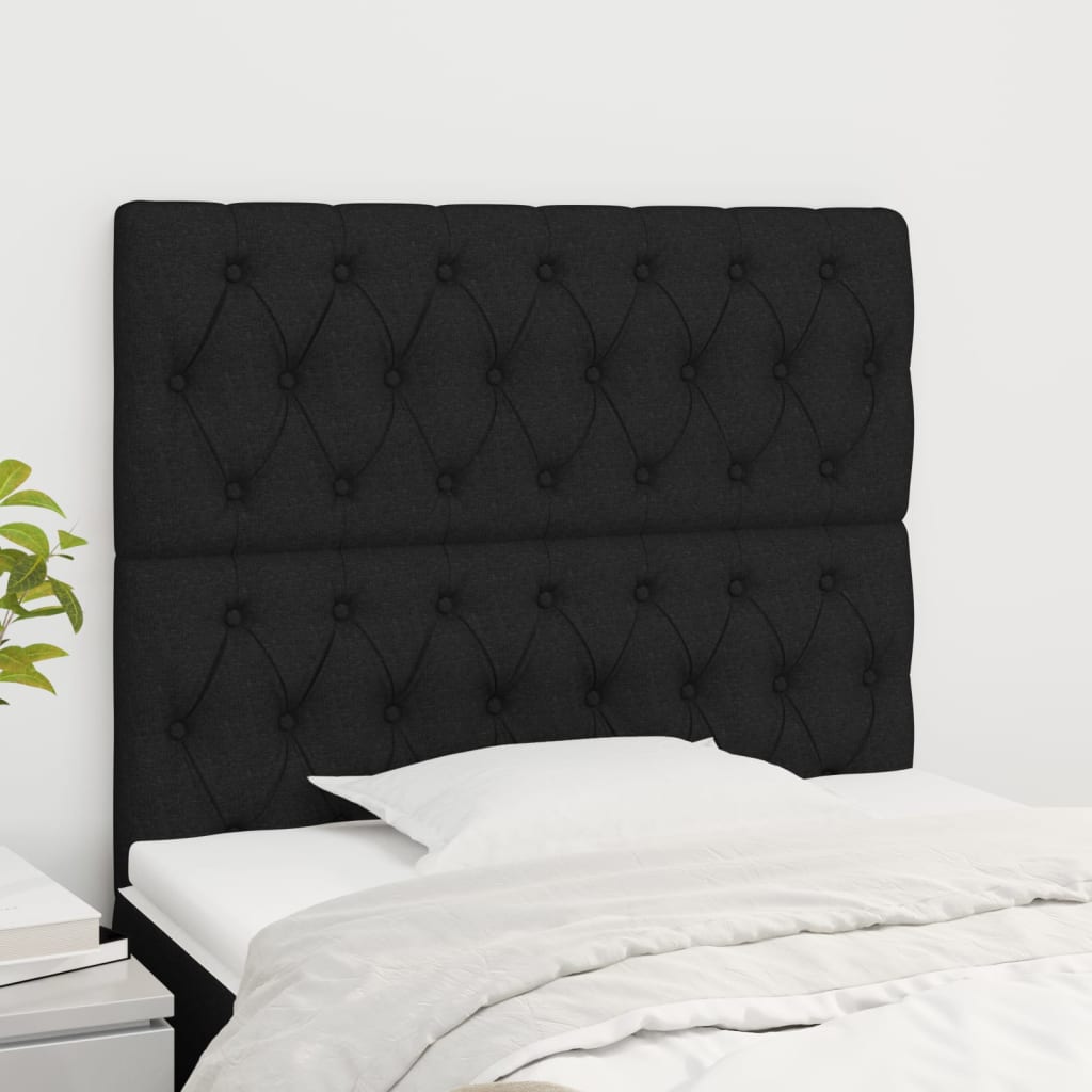 vidaXL Cabeceira de cama 2 pcs tecido 90x7x78/88 cm preto