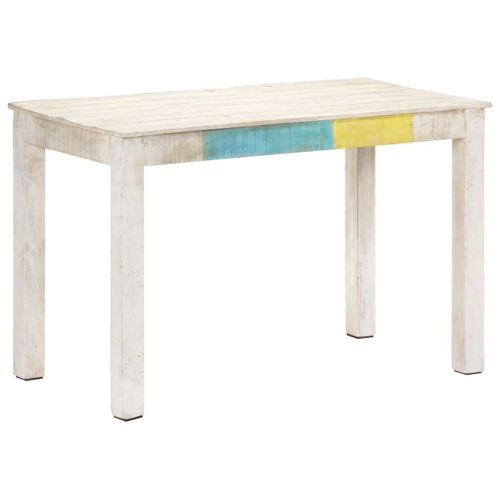 vidaXL Mesa de jantar 120x60x76 cm madeira de mangueira maciça branco