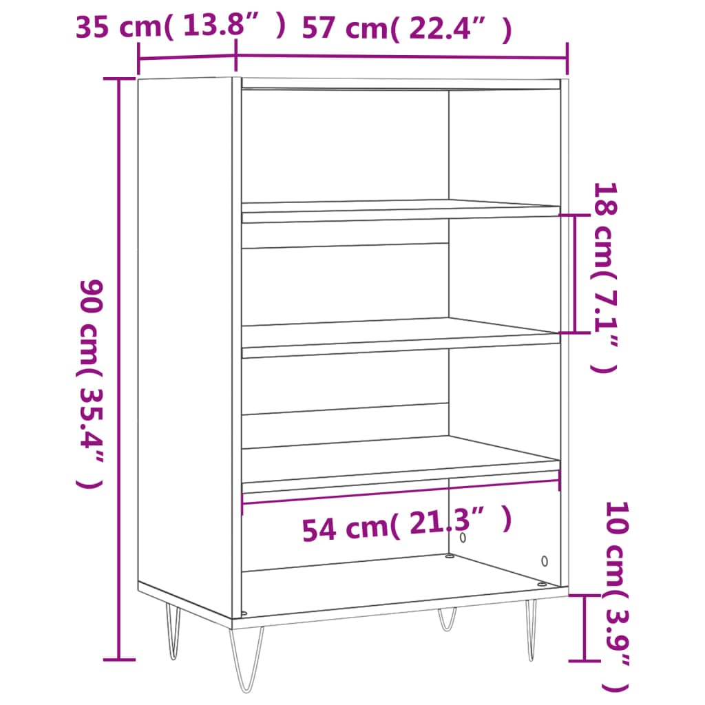 vidaXL Armário alto 57x35x90 cm derivados de madeira cinzento sonoma