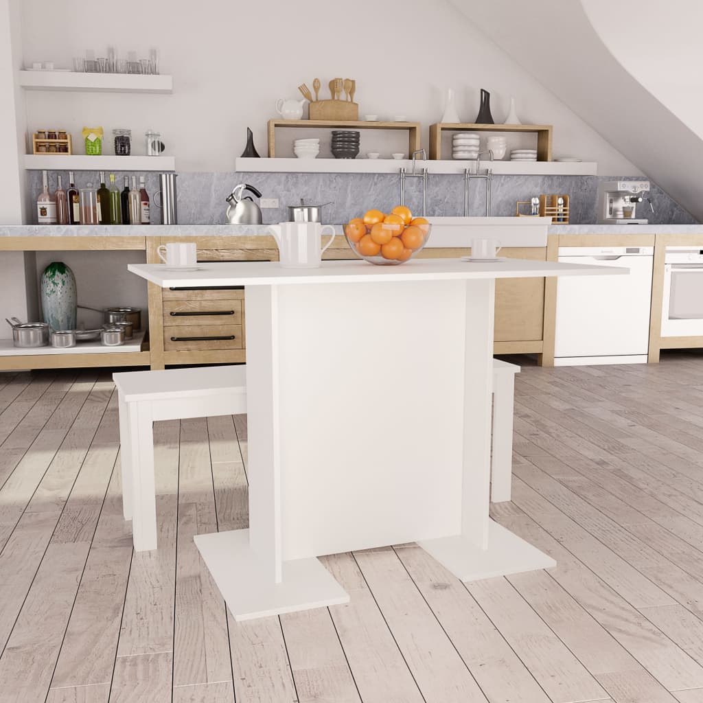 vidaXL Mesa de jantar 110x60x75 cm derivados de madeira branco