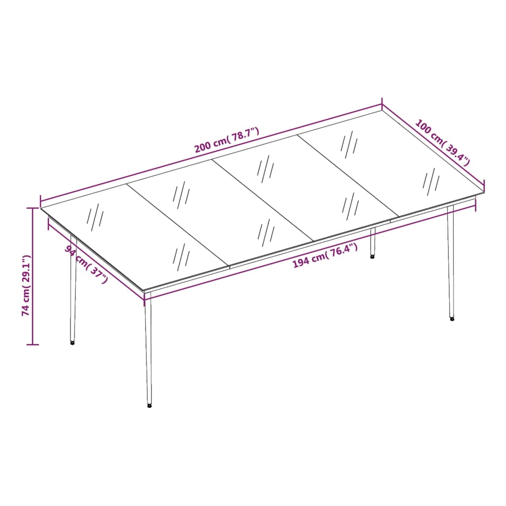 vidaXL 9 pcs conjunto de jantar para jardim cinzento-escuro