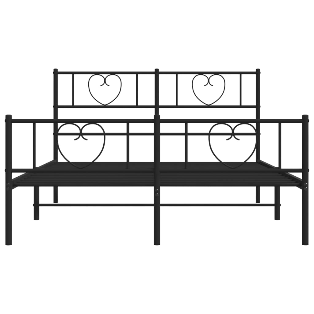 vidaXL Estrutura de cama com cabeceira e pés 120x200 cm metal preto