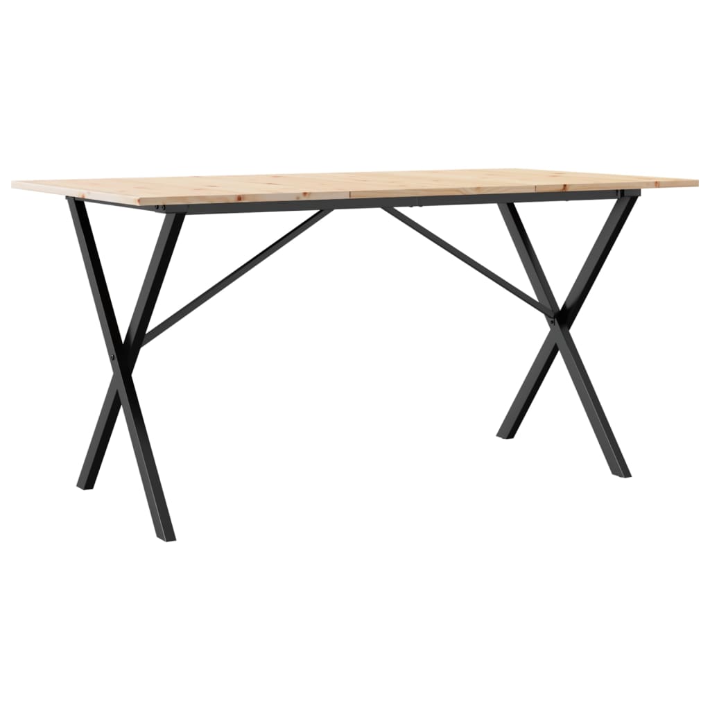 vidaXL Mesa de jantar estrutura em X 160x80x75cm pinho e ferro fundido