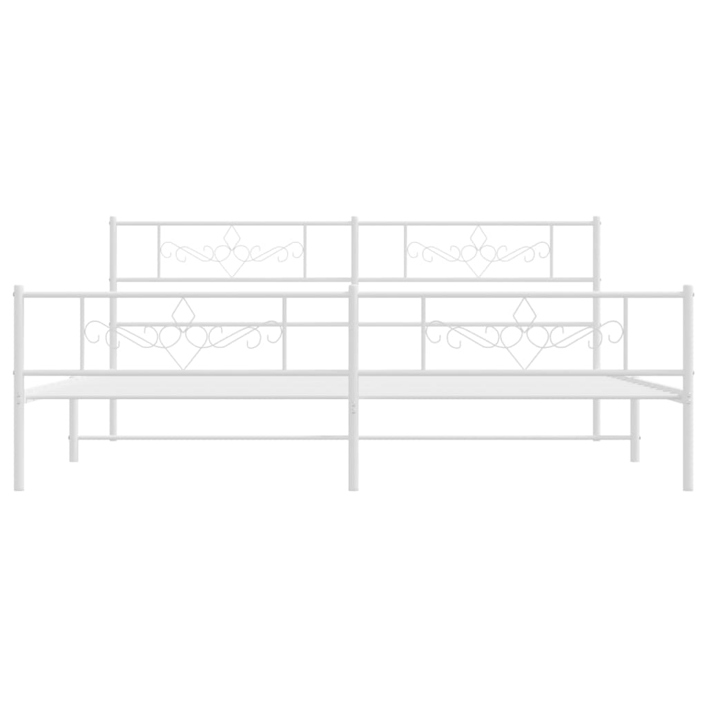 vidaXL Estrutura de cama com cabeceira e pés 180x200 cm metal branco