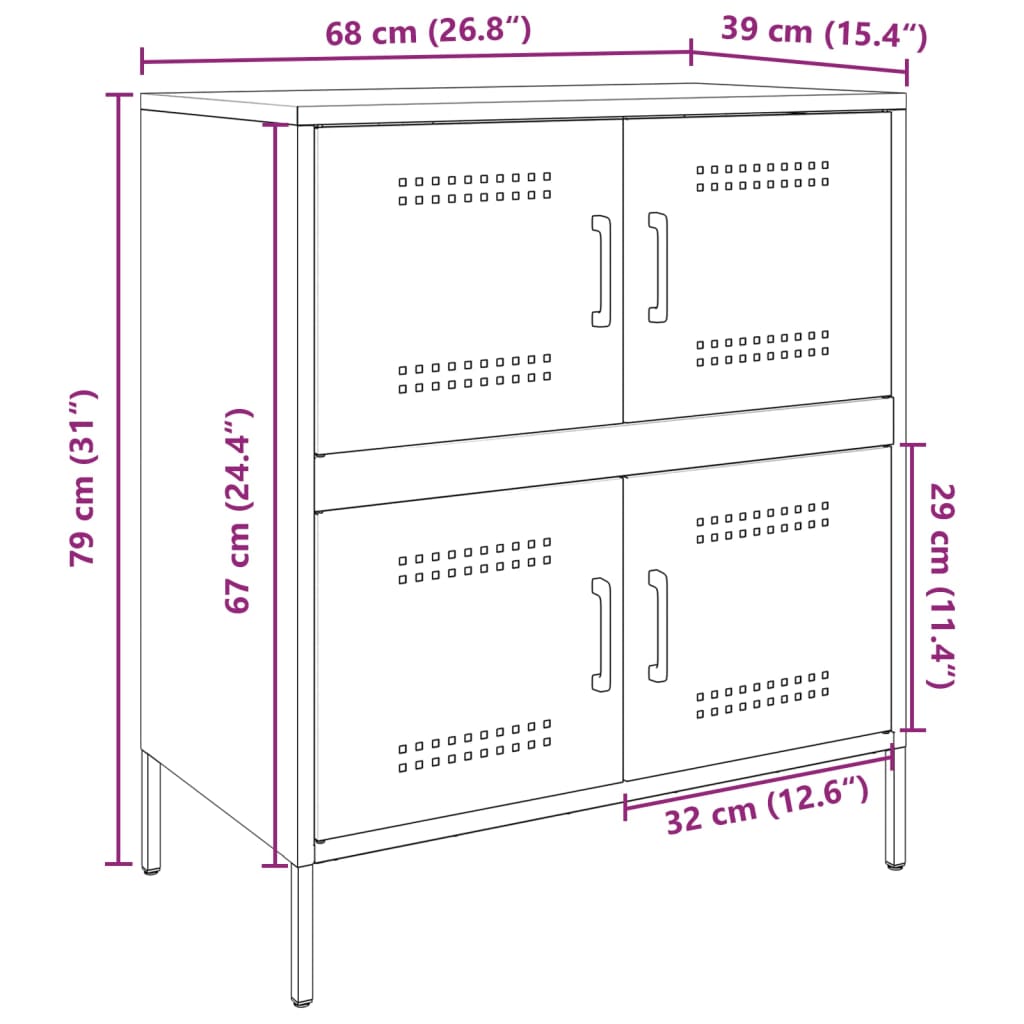 vidaXL Aparador 68x39x79 cm aço rosa