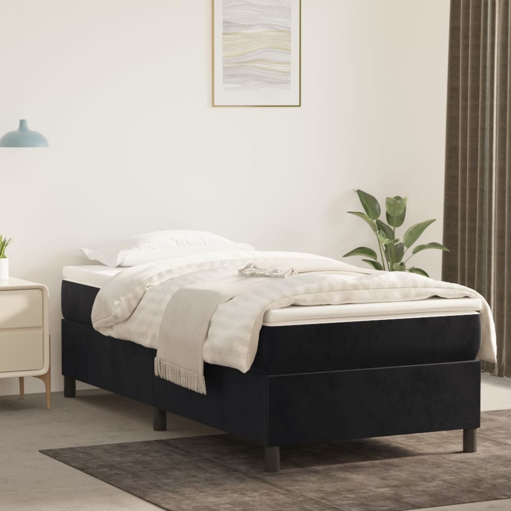 vidaXL Cama com molas/colchão 80x200 cm veludo preto