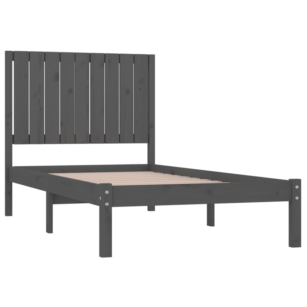 vidaXL Estrutura cama solteiro 90x200 cm pinho maciço cinzento