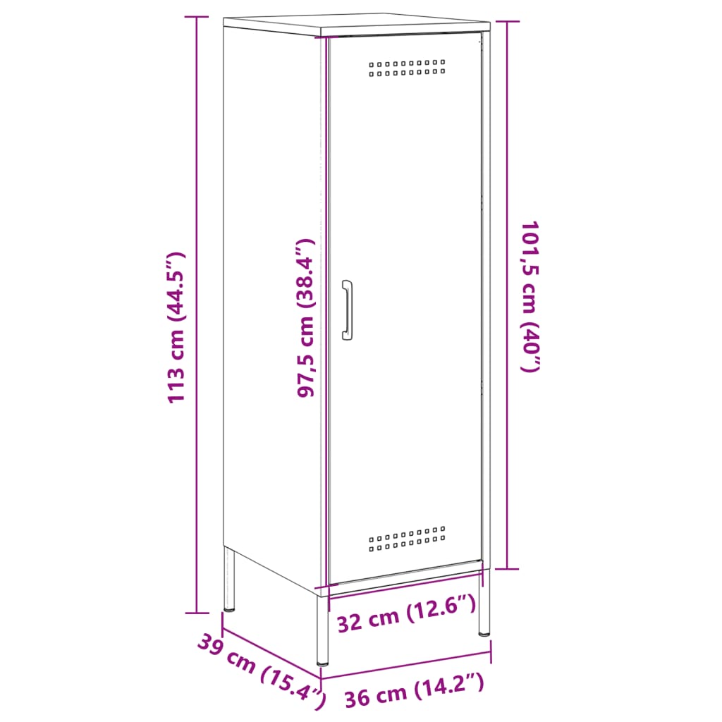 vidaXL Aparador alto 36x39x113 cm aço rosa