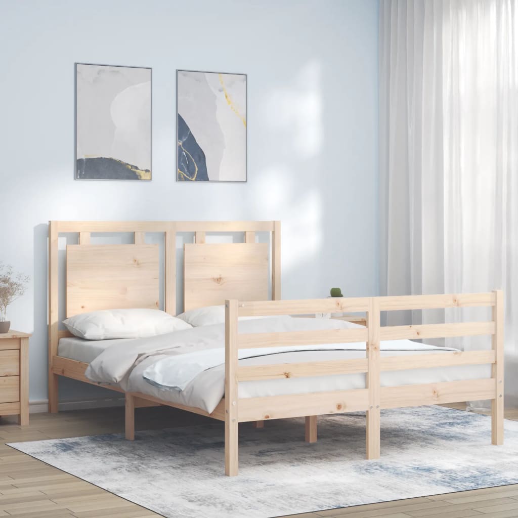 vidaXL Estrutura de cama com cabeceira 140x200 cm madeira maciça