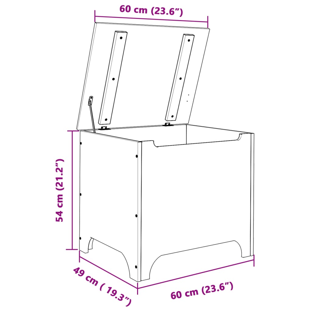 vidaXL Caixa de arrumação c/ tampa RANA 60x49x54cm pinho maciço branco