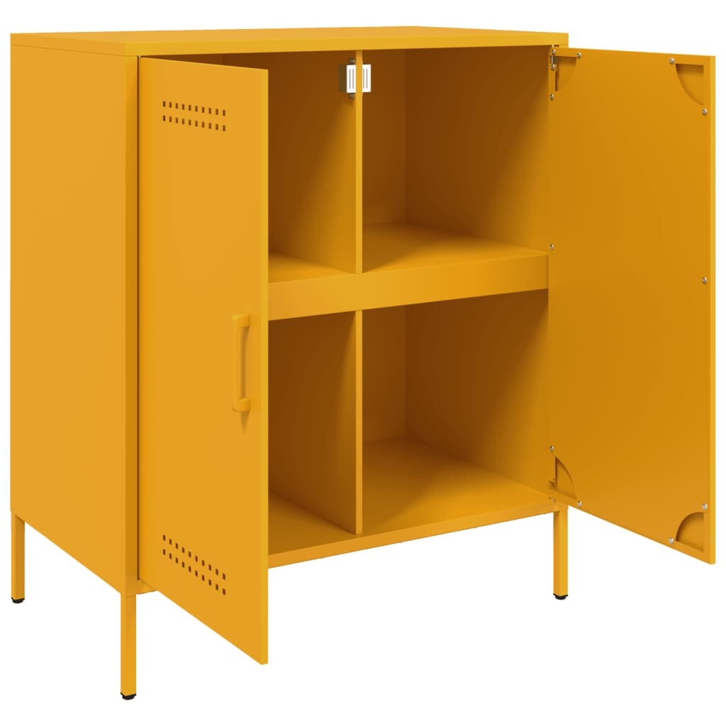 vidaXL Aparador 68x39x79 cm aço amarelo mostarda