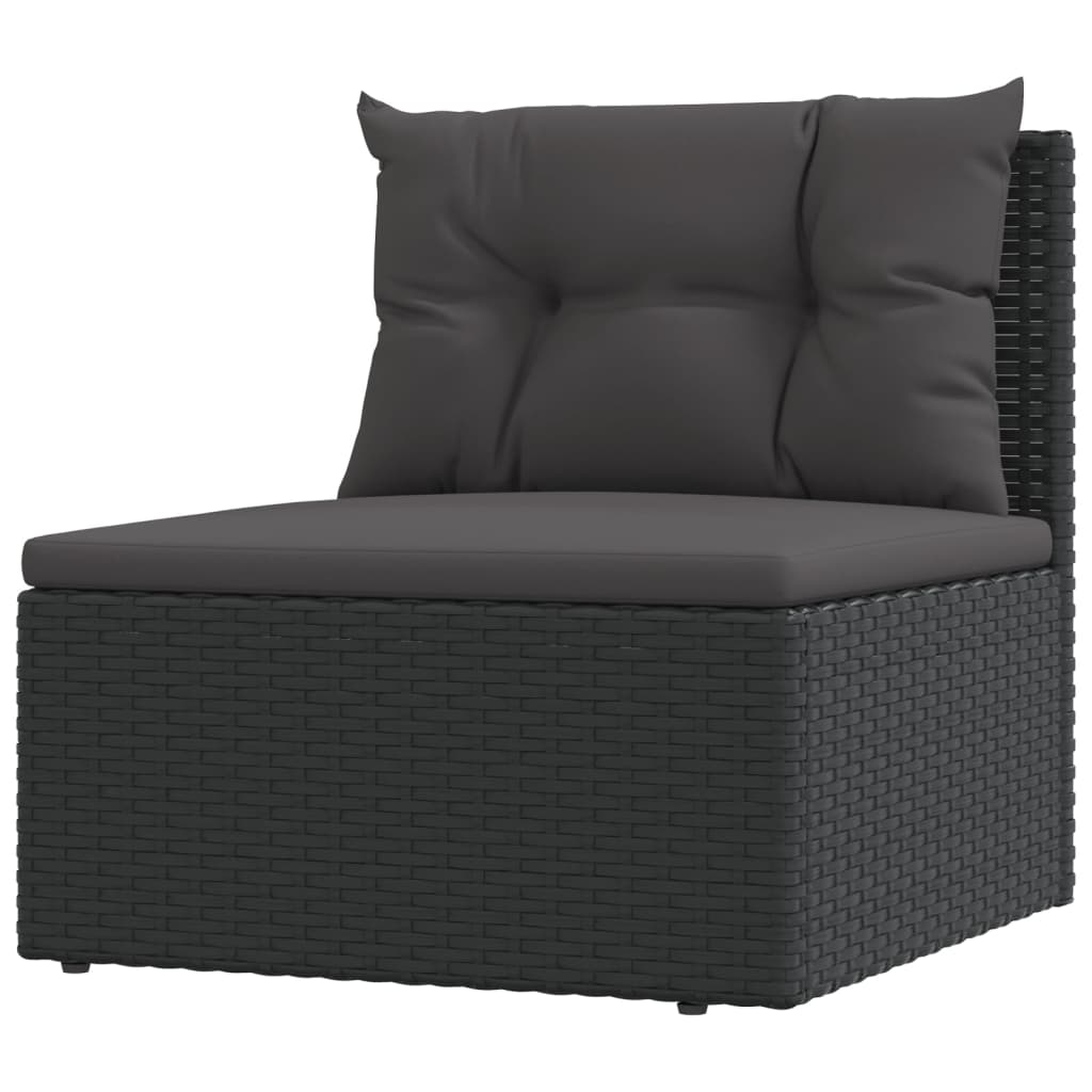 vidaXL 9 pcs conjunto lounge de jardim c/ almofadões vime PE preto