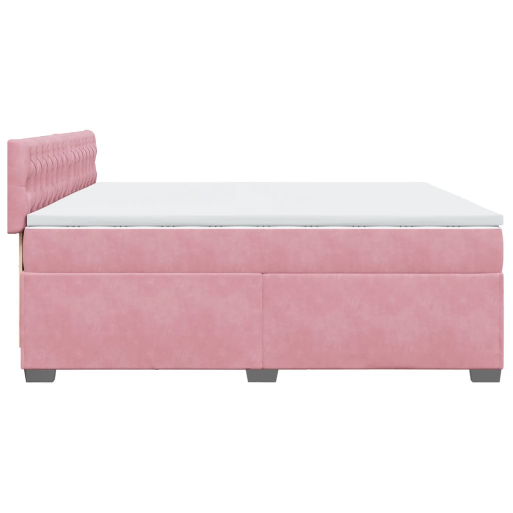 vidaXL Cama com molas/colchão 200x200 cm veludo rosa