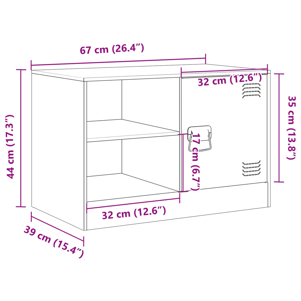 vidaXL Móvel de TV 67x39x44 cm aço amarelo mostarda