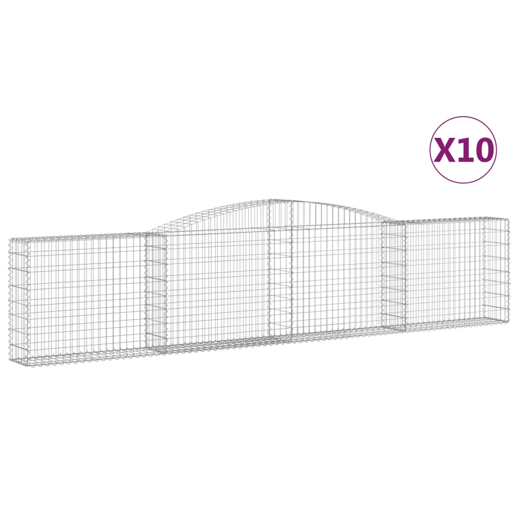 vidaXL Cestos gabião arqueados 10pcs 400x30x80/100cm ferro galvanizado