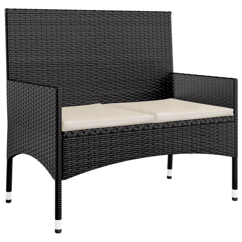 vidaXL 4 pcs conjunto lounge de jardim c/ almofadões vime PE preto