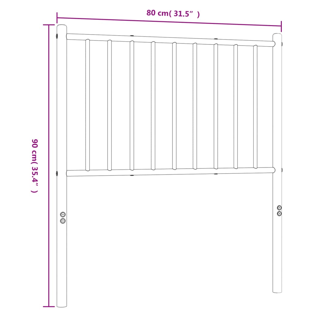 vidaXL Cabeceira de cama 75 cm metal preto