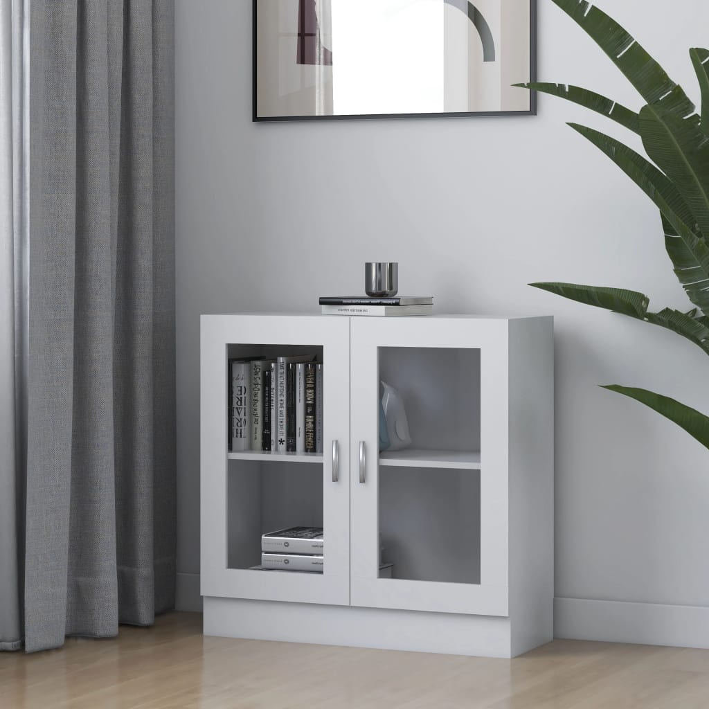 vidaXL Armário vitrine 82,5x30,5x80 cm derivados de madeira branco