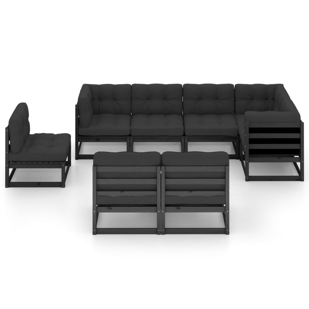 vidaXL 8 pcs conjunto lounge de jardim c/ almofadões pinho maciço