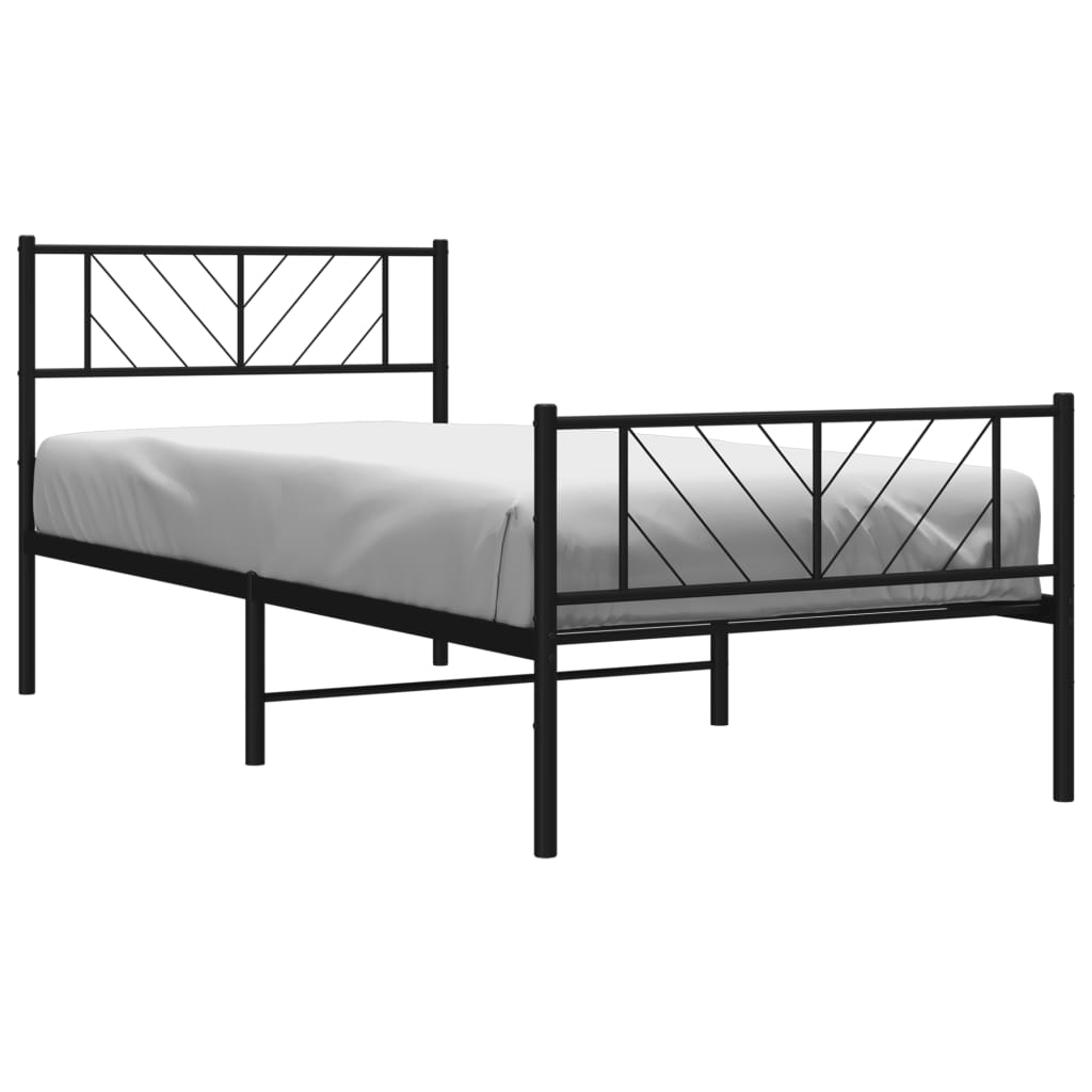 vidaXL Estrutura de cama com cabeceira e pés 100x200 cm metal preto