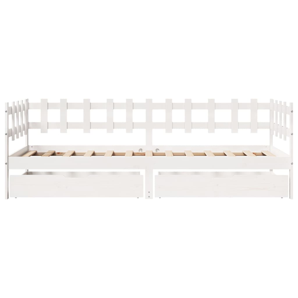 vidaXL Sofá-cama c/ gavetas 90x190 cm madeira de pinho maciça branco