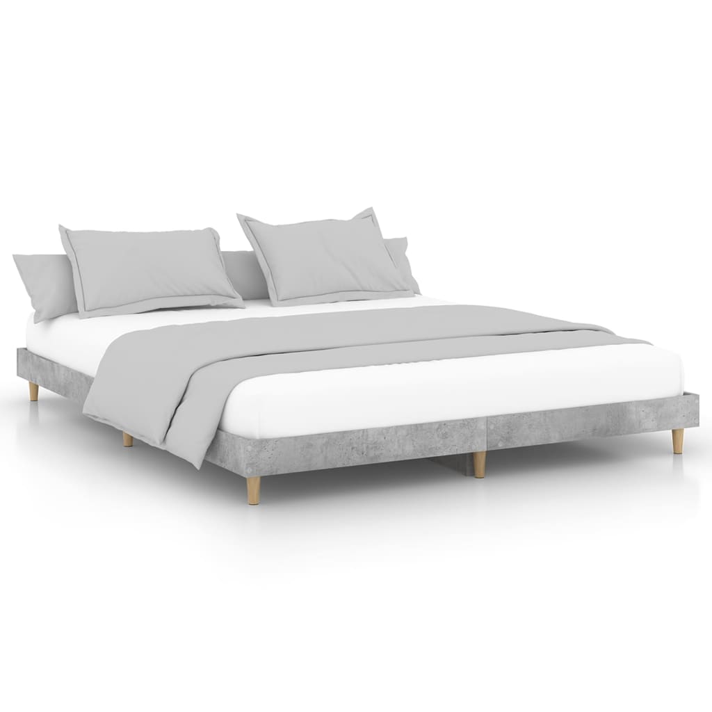 vidaXL Estrutura de cama 200x200 cm derivados de madeira cinza cimento