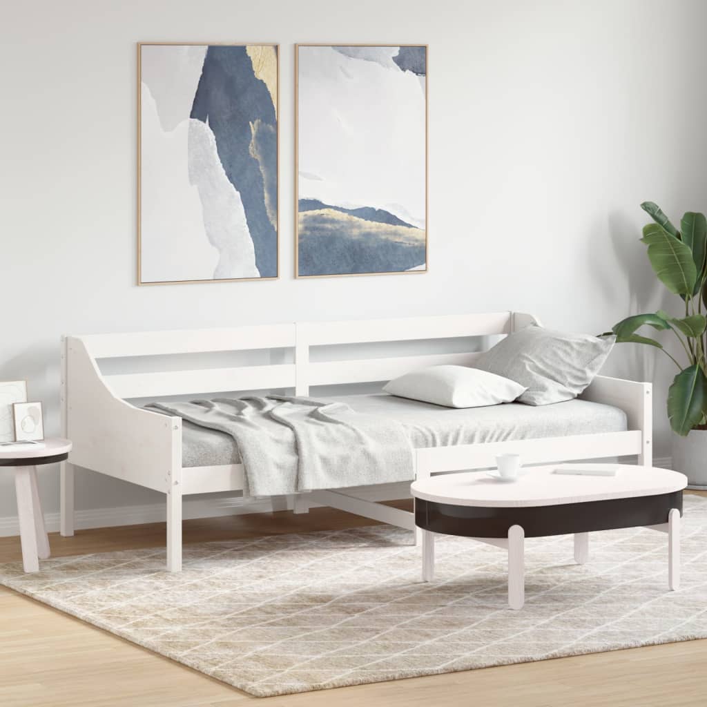 vidaXL Sofá-cama sem colchão 90x200 cm madeira de pinho maciça branco