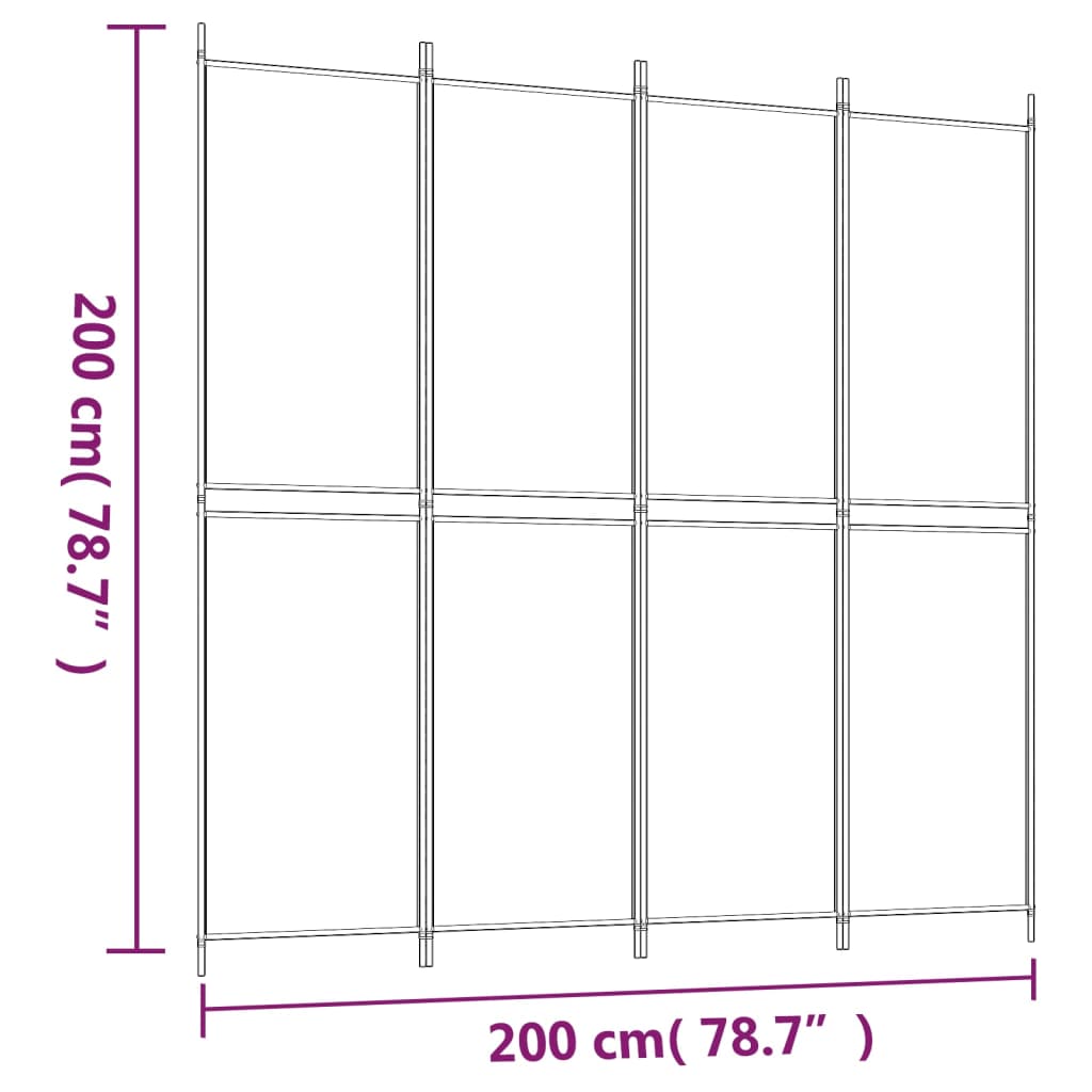 vidaXL Biombo/divisória com 4 painéis 200x200 cm tecido antracite