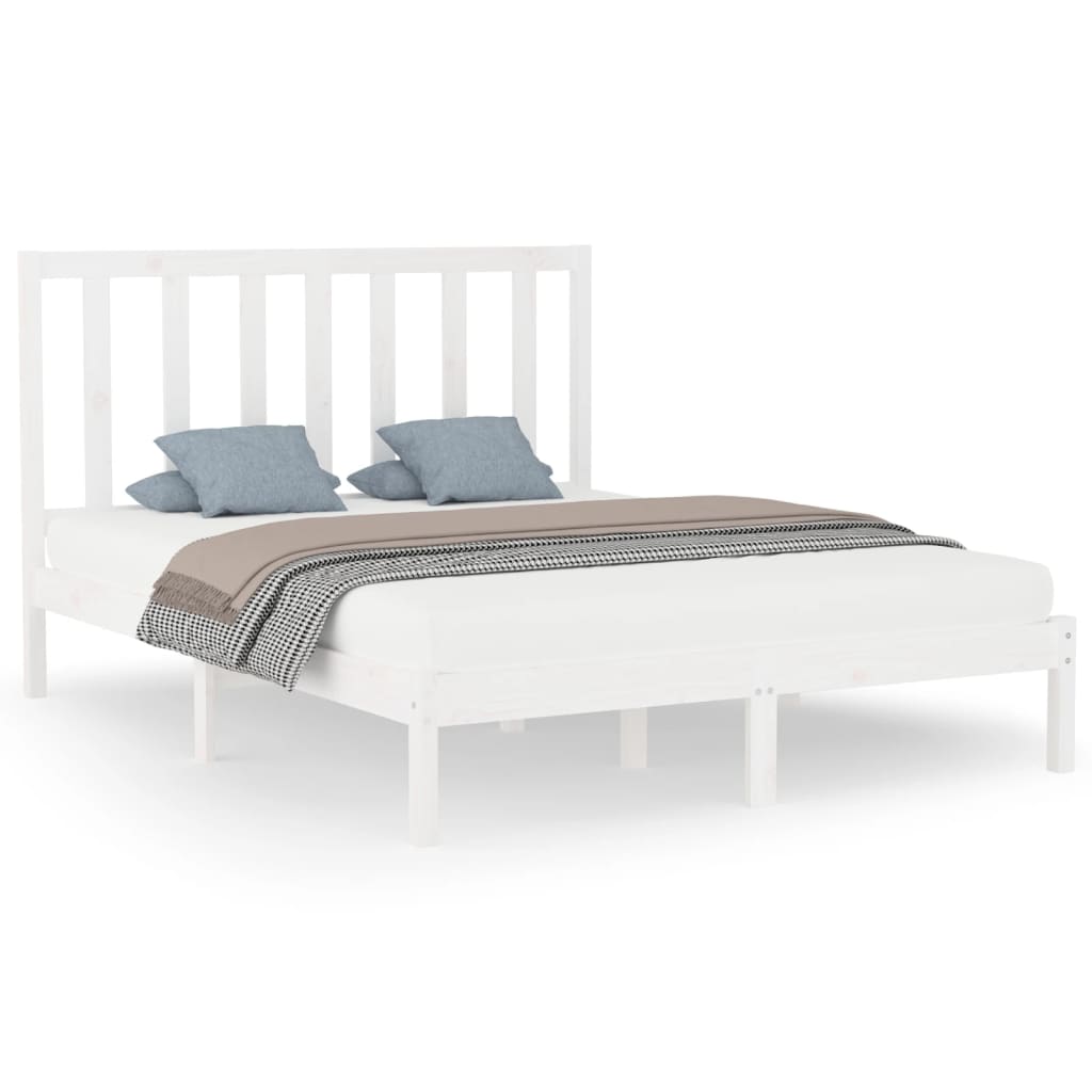 vidaXL Estrutura de cama 140x200 cm madeira maciça branco