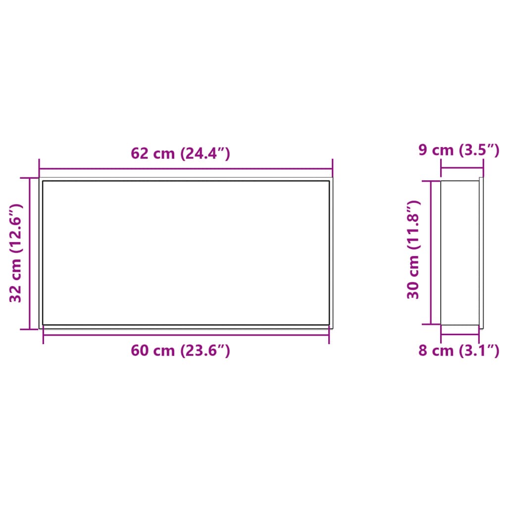 vidaXL Nicho parede p/ duche 62x32x9cm aço inoxidável dourado escovada