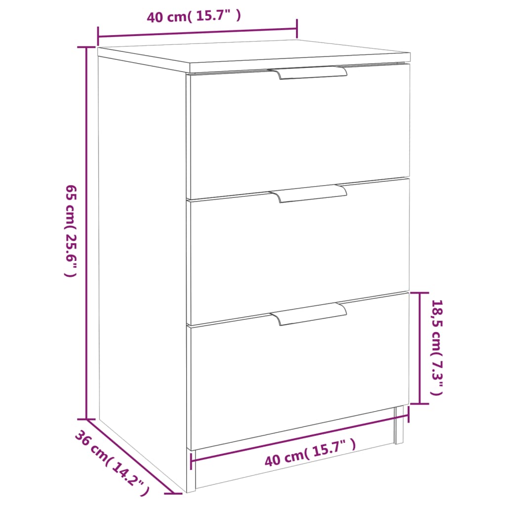 vidaXL Mesas de cabeceira 2 pcs 40x36x65 cm branco