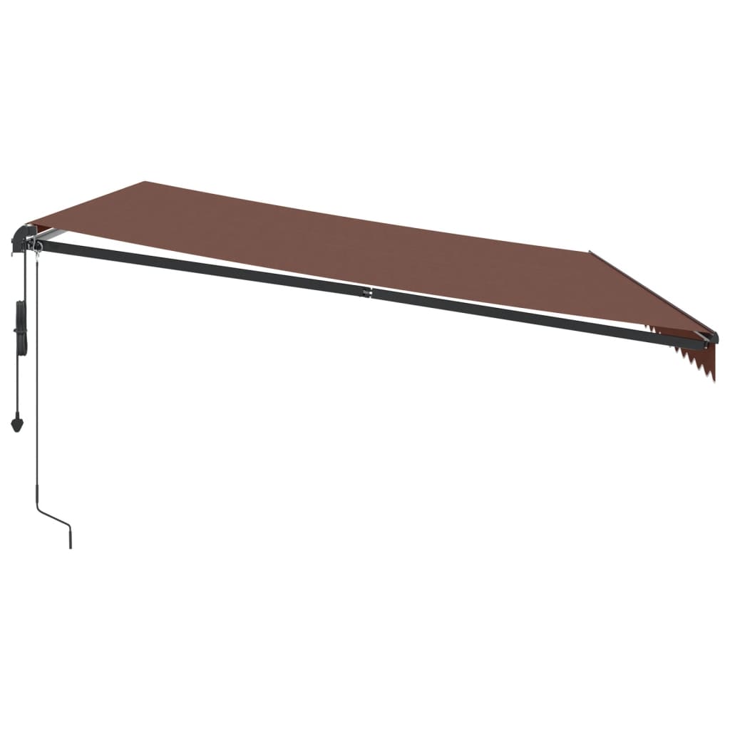 vidaXL Toldo retrátil automático com luzes LED 500x300 cm castanho