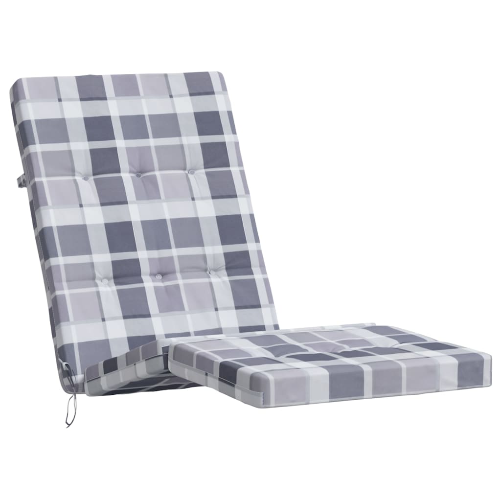 vidaXL Almofadões p/ cadeira terraço 2 pcs tecido oxford xadrez cinza