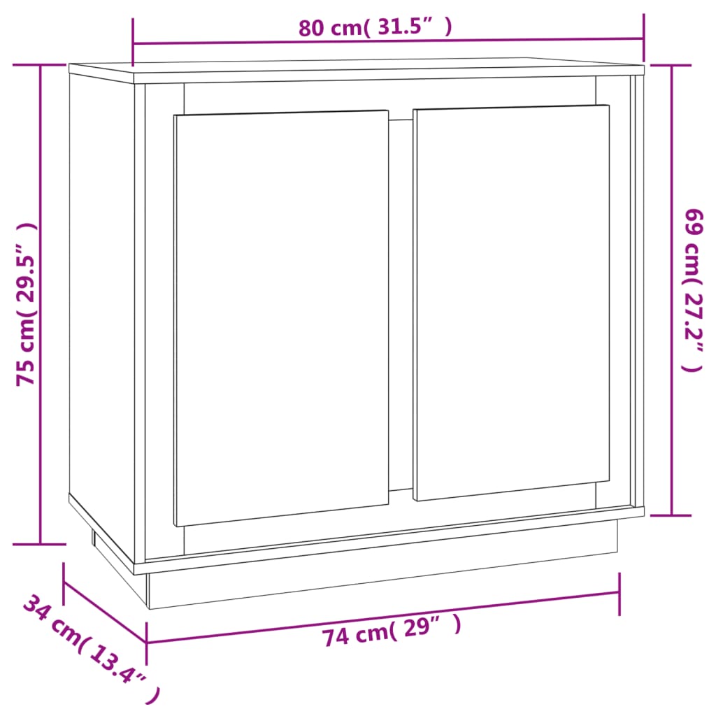 vidaXL Aparador 80x34x75 cm derivados de madeira carvalho sonoma