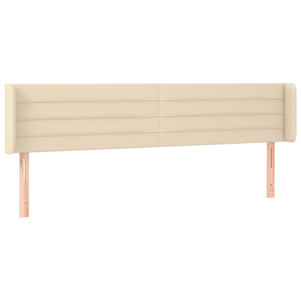 vidaXL Cabeceira de cama c/ abas tecido 203x16x78/88 cm creme