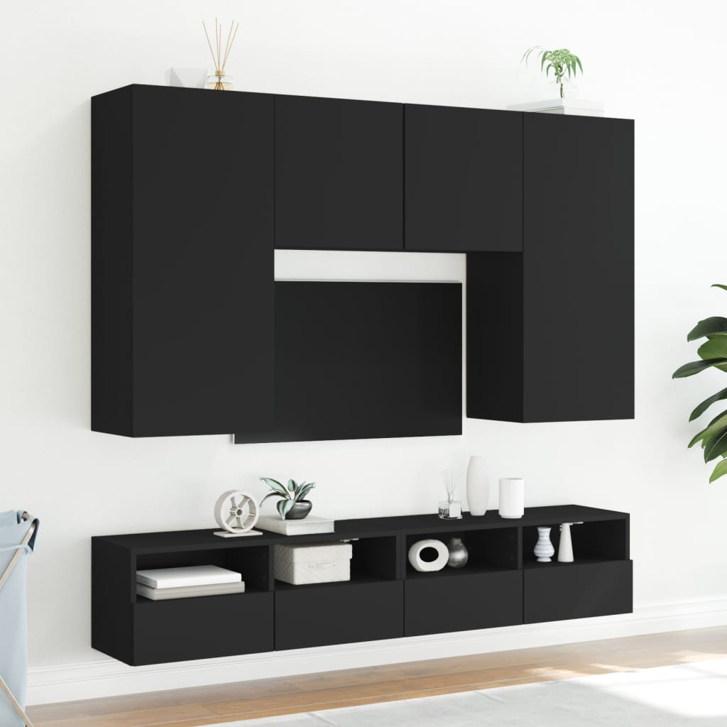 vidaXL Móveis parede p/ TV 2 pcs 100x30x30 cm derivados madeira preto