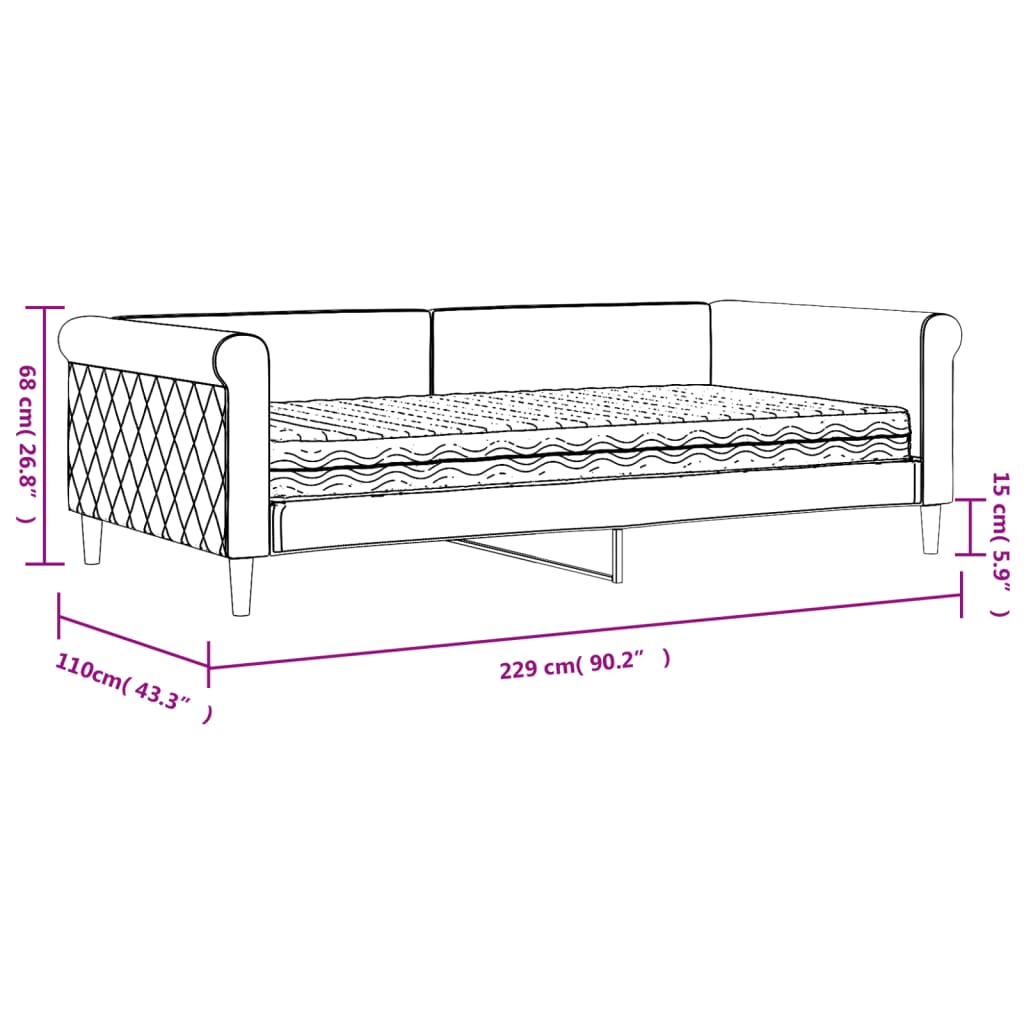 vidaXL Sofá-cama com colchão 100x200 cm veludo amarelo