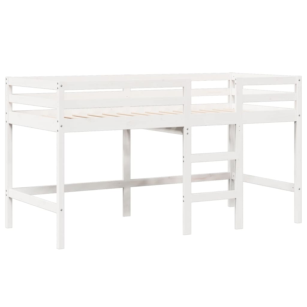 vidaXL Cama alta com telhado 75x190 cm pinho maciço branco